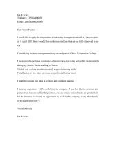 Letter: application letter for a position of marketing manager