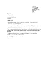 Letter: application letter for a manager position