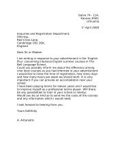 Letter: formal letter