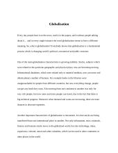 Globalisation and global economy