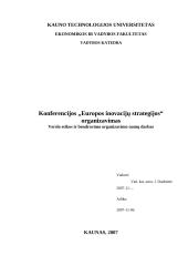Konferencijos organizavimas: "Europos inovacijų strategijos"