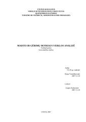 Maisto ir gėrimų skyriaus veiklos analizė