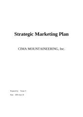 Strategic marketing plan: selling hiking boots "Cima Mountaineerind, Inc"