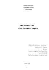 Verslo planas: moliniai dirbiniai UAB "Molinukas"