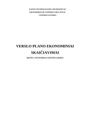 Verslo plano ekonominiai skaičiavimai