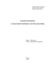 S. Šalkauskio pažiūros į tautinį auklėjimą