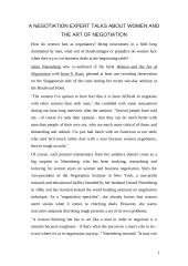 A negotiation expert talks about women and the art of negotiation