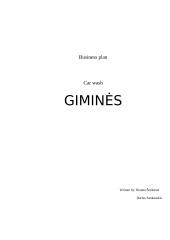 Business plan: car wash "Giminės"