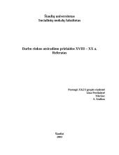 Darbo rinkos atsiradimo prielaidos XVIII – XX amžiuje