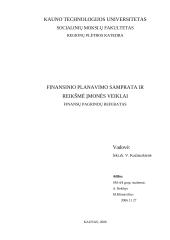 Finansinio planavimo samprata ir reikšmė įmonės veiklai