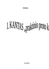 I. Kantas "Praktinio proto kritika" 2 puslapis