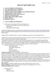 Topics for legal English exam