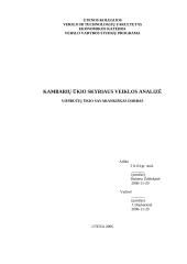 Kambarių ūkio skyriaus veiklos analizė