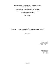 Kaštų terminai ir kaštų klasifikavimas