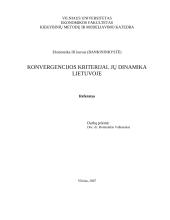 Konvergencijos kriterijai. Jų dinamika Lietuvoje