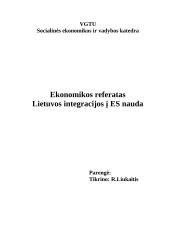 Ekonominė Lietuvos integracijos į Europos Sąjungą nauda