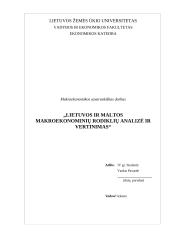 Lietuvos ir Maltos makroekonominių rodiklių analizė ir vertinimas