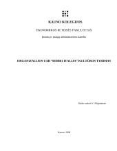 Organizacijos kultūros tyrimas: prekyba drabužiais UAB "BIMBO Italija"