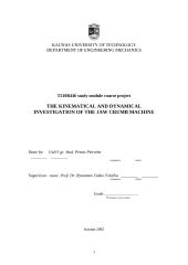 The kinematical and dynamical investigation of the jaw crumb machine