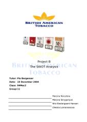 The SWOT Analysis: British American Tobacco Referatai