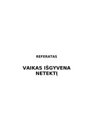Vaikas išgyvena netektį