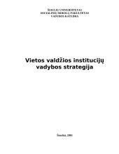 Vietos valdžios institucijų vadybos strategija