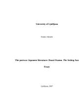 The postwar Japanese literature: Dazai Osamu. The Setting Sun