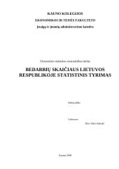 Bedarbių skaičiaus Lietuvos respublikoje statistinis tyrimas
