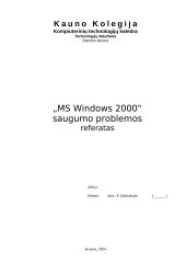 "MS Windows 2000" saugumo problemos
