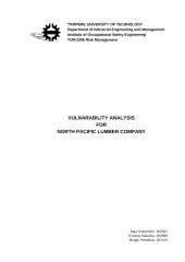 Vulnarability analysis for North pacific lumber company
