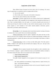 Legal forms of Sole Traders