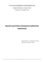 Oro klampos koeficiento bei molekulių laisvojo kelio matavimas