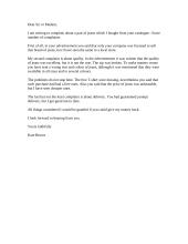 Letter: complaint letter about new jeans 1 puslapis