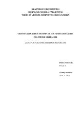 Vietos savivaldos sistema ir jos funkcijos šalies politinėje sistemoje 