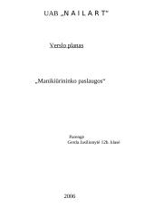 Verslo planas: manikiūrininko paslaugos UAB "Nailart"