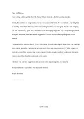 Letter: formal letter about festival
