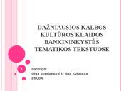 Dažniausios kalbos kultūros klaidos bankininkystės tematikos tekstuose 1 puslapis