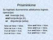 Loginiai duomenys ir veiksmai su jais. Sąlyginis sakinys 5 puslapis