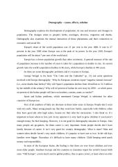 Demography – causes, effects, solution