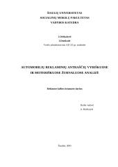 Automobilių reklaminių antraščių vyriškuose ir moteriškuose žurnaluose analizė 1 puslapis