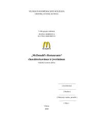 Charakterizavimas ir įvertinimas: restoranas "McDonald’s"