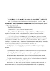 Europos Parlamento nariai, darbas, įgaliojimai bei vaidmuo 11 puslapis