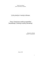 Feminizmo tradicijų atspindžiai šiuolaikinėje Vokietijos moterų literatūroje