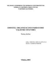 Organizacijos pardavimo valdymo ypatybės: "Omnitel"