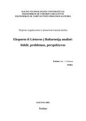 Eksporto iš Lietuvos į Baltarusiją būklė, problemos, perspektyvos