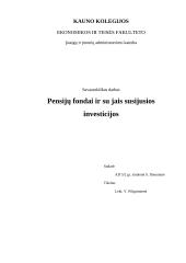 Pensijų fondai ir su jais susijusios investicijos