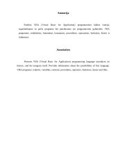 Programavimo kalbos apžvalga: Visual Basic for Aplication 2 puslapis