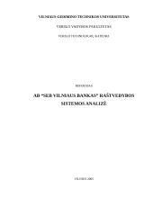 Raštvedybos sistemos analizė: AB "SEB Vilniaus bankas"