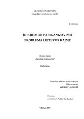 Rekreacijos organizavimo problema Lietuvos kaime