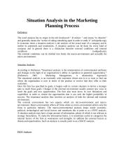 Situation Analysis in the Marketing Planning Process